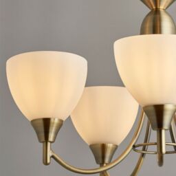 Loops Hanging Ceiling Pendant Light ANTIQUE BRASS 5x Shade Lamp Bulb Holder Fitting in Metallics - thumbnail 4