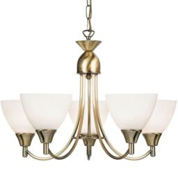 Loops Hanging Ceiling Pendant Light ANTIQUE BRASS 5x Shade Lamp Bulb Holder Fitting in Metallics