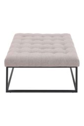 Living and Home Square Linen Footstool with Metal Frame in Beige - thumbnail 3
