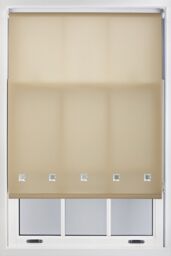 Furnished Daylight Roller Blind with Chrome Square Eyelets - Trimmable Window Shade in Beige - Size: 80 cm width x 210 cm drop - thumbnail 1
