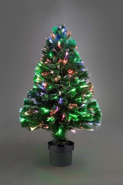Shatchi 2Ft/60cm Multicolour Fibre Optic Christmas Tree LED Pre-Lit in Green - Size: 2ft - image 1