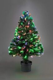Shatchi 2Ft/60cm Multicolour Fibre Optic Christmas Tree LED Pre-Lit in Green - Size: 2ft - thumbnail 1