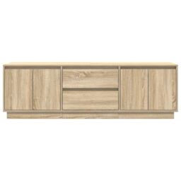 Berkfield Home TV Cabinet with LED Lights Sonoma Oak 160.5x41x50 cm in Brown - thumbnail 7
