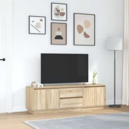 Berkfield Home TV Cabinet with LED Lights Sonoma Oak 160.5x41x50 cm in Brown - thumbnail 4