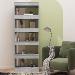 Berkfield Home Book Cabinet/Room Divider Concrete Grey 60x30x166 cm Engineered Wood - Size: 60 x 30 x 166 cm - thumbnail 3