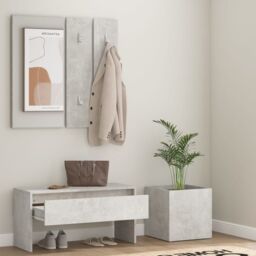Berkfield Home Hallway Furniture Set Concrete Grey Engineered Wood - thumbnail 3