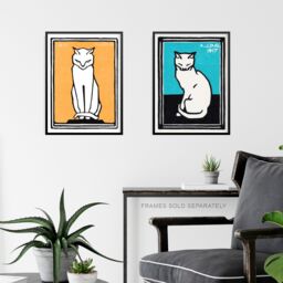Artery8 Wall Art Print Three Sitting Cats Vintage Julie De Graag Set Of 3 s Living Room Bedroom Aesthetic Retro A4 - thumbnail 6