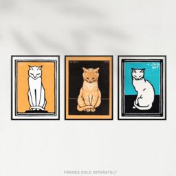 Artery8 Wall Art Print Three Sitting Cats Vintage Julie De Graag Set Of 3 s Living Room Bedroom Aesthetic Retro A4 - thumbnail 5