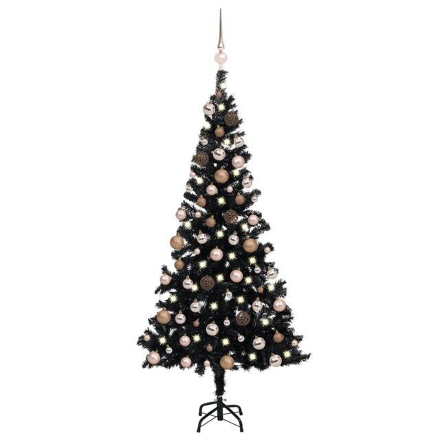 Berkfield Home Artificial Pre-lit Christmas Tree with Ball Set Black 180 cm PVC - image 1