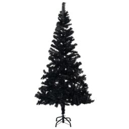 Berkfield Home Artificial Pre-lit Christmas Tree with Ball Set Black 180 cm PVC - thumbnail 2