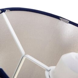 Happy Homewares Modern Navy Midnight Blue Drum Lampshade with Off-White Floral Decoration - Size: 10 inches - thumbnail 4