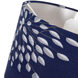 Happy Homewares Modern Navy Midnight Blue Drum Lampshade with Off-White Floral Decoration - Size: 10 inches - thumbnail 3