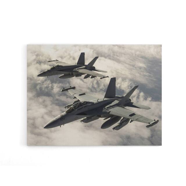 "Artery8 USAF F 18 Hornet Jet Fighters Canvas Wall Art Print in Grey - Size: W18"" x H24""" - image 1