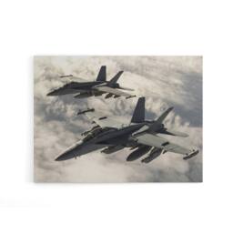 "Artery8 USAF F 18 Hornet Jet Fighters Canvas Wall Art Print in Grey - Size: W18"" x H24""" - thumbnail 1