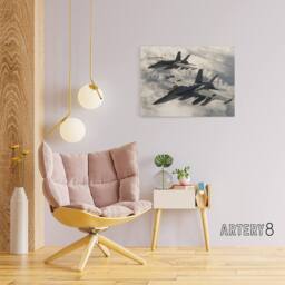 "Artery8 USAF F 18 Hornet Jet Fighters Canvas Wall Art Print in Grey - Size: W18"" x H24""" - thumbnail 3