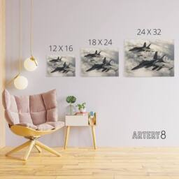 "Artery8 USAF F 18 Hornet Jet Fighters Canvas Wall Art Print in Grey - Size: W18"" x H24""" - thumbnail 4