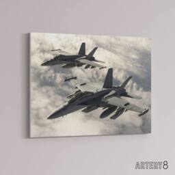 "Artery8 USAF F 18 Hornet Jet Fighters Canvas Wall Art Print in Grey - Size: W18"" x H24""" - thumbnail 2