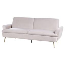 Wyld and Coco Luxe Living Beige Velvet 3-Seater Sofa Bed - Click-Clack - thumbnail 4
