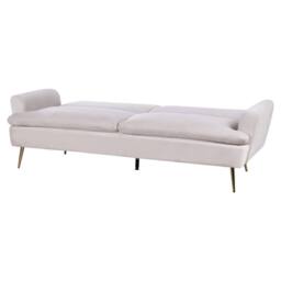 Wyld and Coco Luxe Living Beige Velvet 3-Seater Sofa Bed - Click-Clack - thumbnail 5