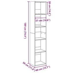 Berkfield Home Decorative Bookcase White 40x30x189 cm Engineered Wood - Size: 40 x 30 x 189 cm - thumbnail 9