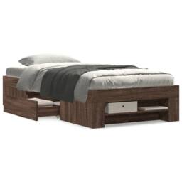 Berkfield Home Bed Frame Frame Brown Oak 75x190 cm Small Single Wood - thumbnail 4