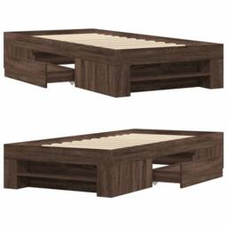 Berkfield Home Bed Frame Frame Brown Oak 75x190 cm Small Single Wood - thumbnail 8