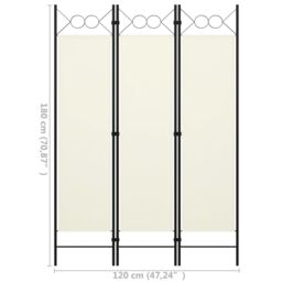 Berkfield Home 3-Panel Room Divider Cream White 120x180 cm - thumbnail 6