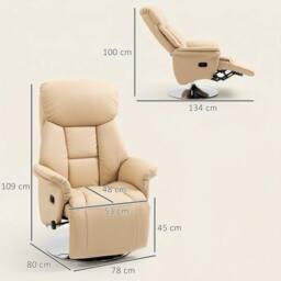 EONLION Adjustable Swivel Recliner with Footrest in Beige - Size: 100 cm - thumbnail 2