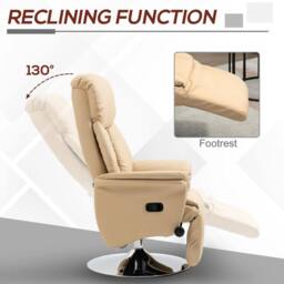 EONLION Adjustable Swivel Recliner with Footrest in Beige - Size: 100 cm - thumbnail 4