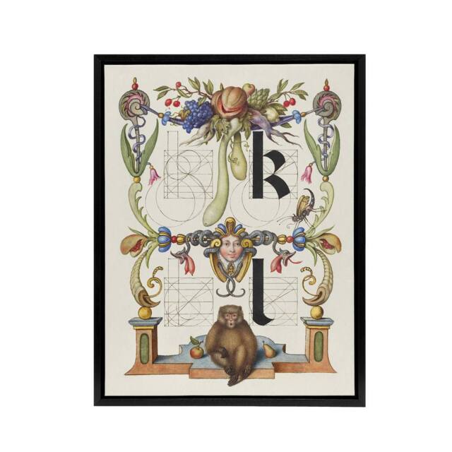 "Artery8 Pictorial Letter Guide K & l Calligraphy Framed Canvas Wall Art in White - Size: W12"" x H16""" - image 1