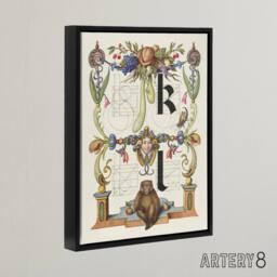 "Artery8 Pictorial Letter Guide K & l Calligraphy Framed Canvas Wall Art in White - Size: W12"" x H16""" - thumbnail 2