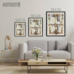 "Artery8 Pictorial Letter Guide K & l Calligraphy Framed Canvas Wall Art in White - Size: W12"" x H16""" - thumbnail 4