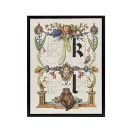 "Artery8 Pictorial Letter Guide K & l Calligraphy Framed Canvas Wall Art in White - Size: W12"" x H16""" - thumbnail 1