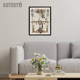 "Artery8 Pictorial Letter Guide K & l Calligraphy Framed Canvas Wall Art in White - Size: W12"" x H16""" - thumbnail 3