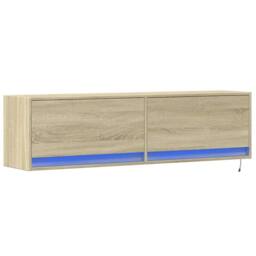 Berkfield Home TV Wall Cabinet with LED Lights Sonoma Oak 140x31x38 cm in Tan - Size: 140 x 31 x 38 cm - thumbnail 1