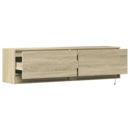 Berkfield Home TV Wall Cabinet with LED Lights Sonoma Oak 140x31x38 cm in Tan - Size: 140 x 31 x 38 cm - thumbnail 9