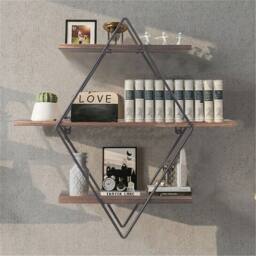 EONLION 3Tier Wall Floating Shelves Crossed in Brown - Size: 100 cm - thumbnail 5