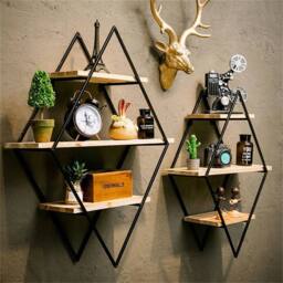EONLION 3Tier Wall Floating Shelves Crossed in Brown - Size: 100 cm - thumbnail 3