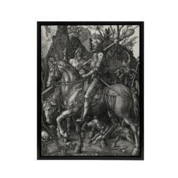 "Artery8 Knight Death & the Devil Albrecht Durer Framed Canvas Wall Art Print in Grey - Size: W12"" x H16""" - thumbnail 1