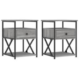 Berkfield Home Durable Bedside Cabinets 2 pcs Grey Sonoma 40x42x55 cm Engineered Wood - Size: 40 x 42 x 55 cm - thumbnail 3