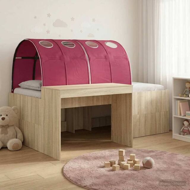 Berkfield Home Bed with Tunnel 3 pcs Sonoma Oak & Red Engineered Wood in Brown - image 1