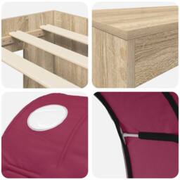 Berkfield Home Bed with Tunnel 3 pcs Sonoma Oak & Red Engineered Wood in Brown - thumbnail 9