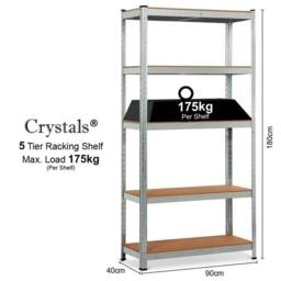 Kelvenix 5 Tier Racking Shelf Heavy Duty Garage Shelving in Silver - Size: 10000mm x 520mm - thumbnail 3