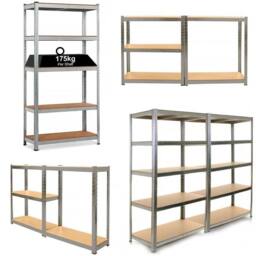 Kelvenix 5 Tier Racking Shelf Heavy Duty Garage Shelving in Silver - Size: 10000mm x 520mm - thumbnail 1