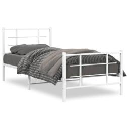 Berkfield Home Metal Bed Frame without Mattress with Footboard White 90x190cm - Size: 90x190 cm - thumbnail 1