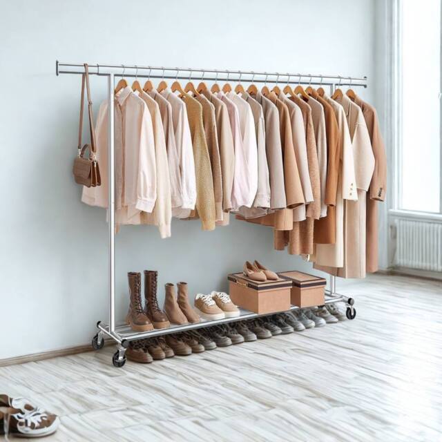 Pirlo Plush Heavy Duty Wide Extendable Metal Clothes Rail With Wheels Silver - image 1