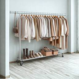 Pirlo Plush Heavy Duty Wide Extendable Metal Clothes Rail With Wheels Silver - thumbnail 5