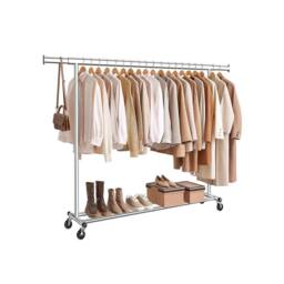 Pirlo Plush Heavy Duty Wide Extendable Metal Clothes Rail With Wheels Silver - thumbnail 7