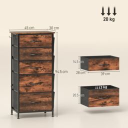 HOMCOM Fabric Chest of Drawers, 8 Drawer Dresser for Bedroom in Brown - Size: Small - thumbnail 3