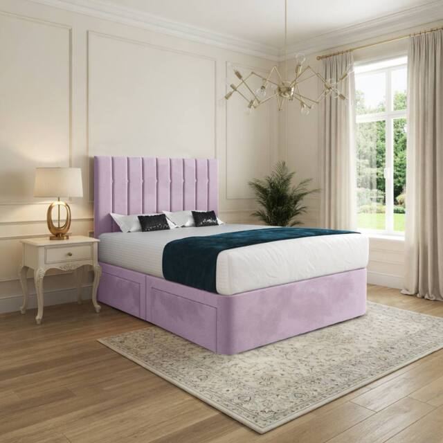 Casani Limpsfield Upholstered Pink Soft Velvet Designer Bed Frame - Size: Double - image 1